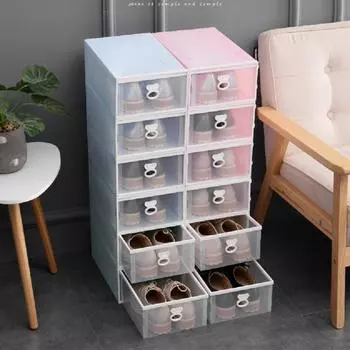 Корзина для обуви пыленепроницаемая влагостойкая удобная штабелируемая коробка для хранения обуви 2024 года Пластиковая экологически чистая коробка для обуви