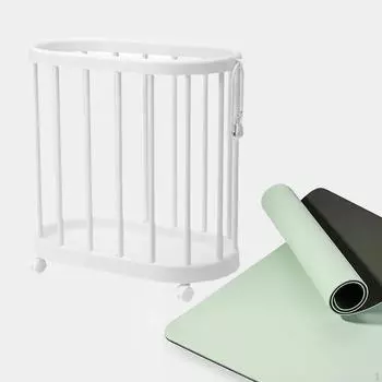 Корзина для одежды, держатель для коврика для йоги, корзина для грязного белья с колесиками Cream yellow