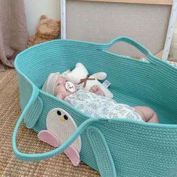 Корзина для пеленания младенцев легкая Moses для новорожденных Nursery Travel Blue белый