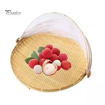 Корзина для пикника Puntos Bamboo, сетка от насекомых, поднос для хлеба и фруктов one size