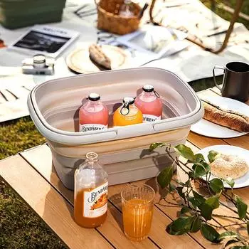 Корзина для походов на открытом воздухе, корзина для покупок для домашнего хранения, многофункциональная складная корзина, корзина для фруктов и овощей зелёный