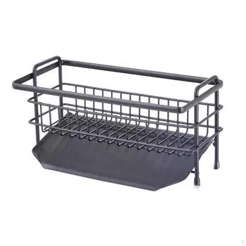 Корзина для раковины на столешнице, съемный сливной поддон, нержавеющая губка, держатель для стойки, легкая чистка чёрный