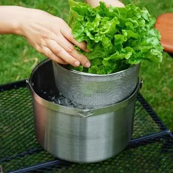 Корзина для слива из нержавеющей стали 304, складная ручка, противоскользящая, многофункциональная, для мытья фруктов и овощей, пищевая, сито, дуршлаг, кухонный дуршлаг