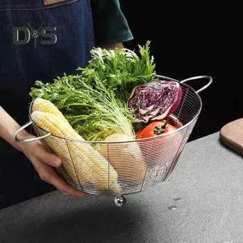 Корзина для слива из нержавеющей стали, фруктовница на столешнице, прочная конструкция, металлическая проволочная корзина для овощей, большая фруктовница 22cm