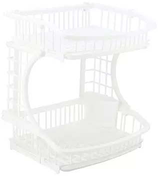 Корзина для сушки посуды Pearl Metal, двухъярусная, из пластика, отруби, кухонная, белого цвета, ширина x глубина x высота, карман не HB-3663 белый