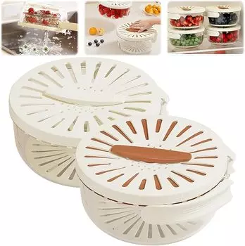 Корзина для сушки с крышкой, со складной ручкой, переносной контейнер для хранения продуктов