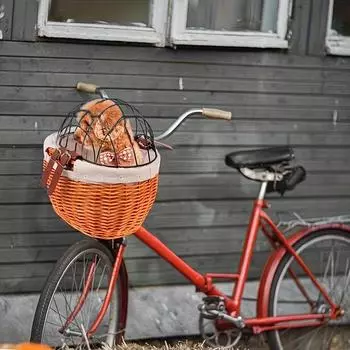 Корзина для велосипеда из плетеного ротанга Baisher с крышкой - прочное акриловое волокно, удобная для переноски собак и кошек спереди