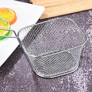 Корзина для жарки из нержавеющей стали Картофель фри по-западному Жареные куриные закуски Сетка для жарки Корзина Дренаж Поддержка Кухонные принадлежности