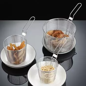 Корзина для жарки из нержавеющей стали с подвесной ручкой Фильтр для масла Паста Лапша Сушилка Кулинарные принадлежности Шумовка для еды Сито