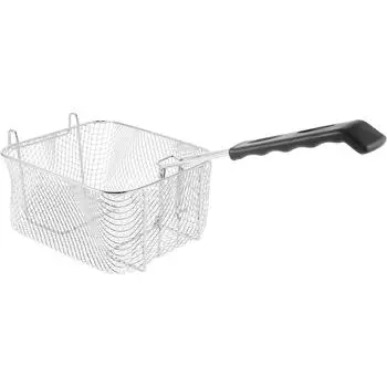Корзина для жарки из нержавеющей стали, сетчатый фильтр с длинной ручкой, приспособление для жарки, презентационная посуда (Серебряный) 20.50X18.50X10.50CM серебряный