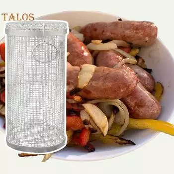 Корзина для жарки из термостойкой многоцелевой нержавеющей стали прочный уличный гриль-вертел жаровня барабан аксессуары для барбекю 30cm