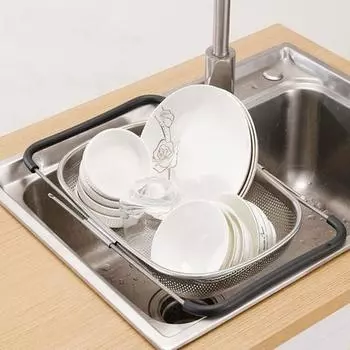 Корзина-дуршлаг для кухонной раковины с выдвижной резиновой ручкой, большая вместимость, корзина-дуршлаг для овощей и фруктов, сушилка M