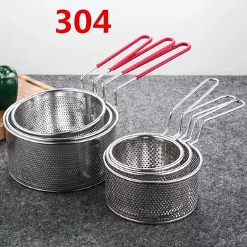 Корзина и кастрюля из нержавеющей стали 304 для жарки на сковороде Фильтр для пищевых продуктов Дуршлаг для сбора масла Сито для какао Сетчатое сито для лапши Пельмени