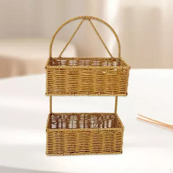 Корзина из искусственного ротанга, плетеная вручную, декоративная, плетеная настенная корзина для крыльца, файлов, гостиной Square 1 layer