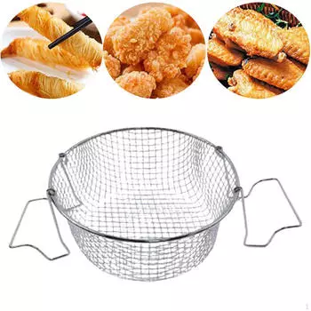 Корзина из нержавеющей стали кухонный инструмент для жарки на масле с ручкой-сеткой для стружки, S