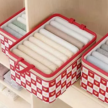 Корзина из нетканого материала, складная коробка для хранения одежды, детского нижнего белья, органайзер для игрушек, корзина для белья с ручкой красный