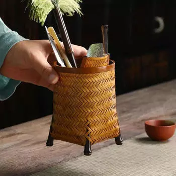 Корзина из ротанга, органайзер для принадлежностей для стола Kung Fu Tea Tools Home Desktop