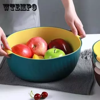 Корзина с фруктами для гостиной, пластиковая двойная коробка для хранения фруктов, корзина для мытья дома, кухни