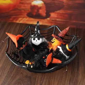 Корзина с фруктами в форме паутины на Хэллоуин, ваза с фруктами, многоцелевая изысканная корзина для конфет, украшение для вечеринки чёрный