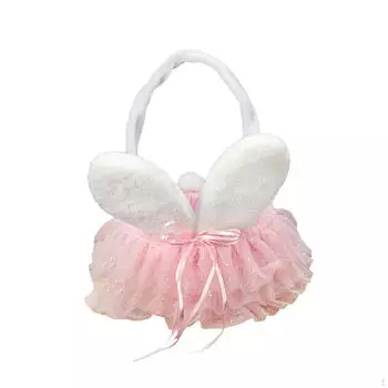 Корзина в виде кролика с нежными цветами для свадебного приема Tulle White