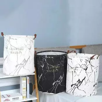 Корзины для хранения белья с мраморным рисунком Складные ведра для хранения грязной одежды Водонепроницаемые бытовые мелочи Игрушки Органайзеры для бочек чёрный