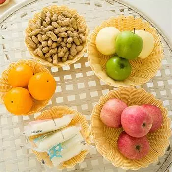 Корзины для хранения фруктов ручной работы, плетеные коробки для хранения, кухонный контейнер, корзина для хлеба, квадратные подносы для фруктов, органайзер, тарелка, домашний декор