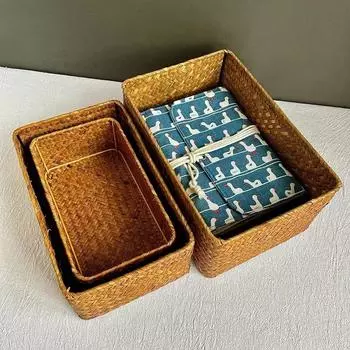Корзины для хранения Соломенный горшок Коробка для хранения фруктов из ротанга Контейнер для хранения косметики Корзина-органайзер Корзина для пикника
