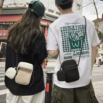 Косая сумка Span женская японская повседневная маленькая сумка простая однотонная сумка для мобильного телефона уличная спортивная пара маленькая мужская сумка синий