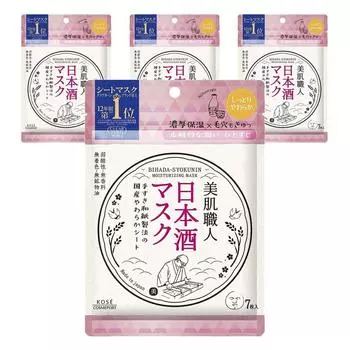KOSE Bihada Shokunin Japanese Sake Sheet Mask Pack, 4 упаковки, 7 упаковок
