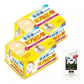 KOSE Clear Turn Essence Маска (Гиалуроновая кислота) Маска для лица 30 доз x 2 комплекта + 1 бонусная упаковка носовых тампонов