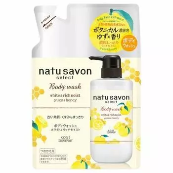 Kose Cosmeport Softimo Natusabon Select White Body Wash Rich Moist Yuzu Honey Refill 360 мл x 5 шт. &
