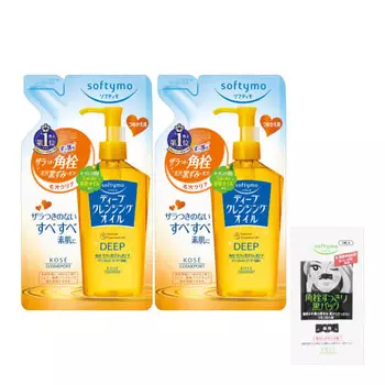 KOSE Softymo Deep Cleansing Oil Refill 200ml x 2 (1 pore pack with bonus)