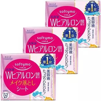 Kose Softymo Makeup Remover Sheet Hyaluronic Acid Refill 52 Sheets x 3