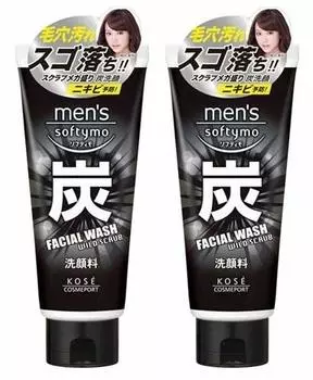 KOSE Softymo Средство для умывания лица 130 г x 2 шт. для мужчин (Древесный уголь)