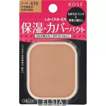Kose Тональная основа Elucia Platinum Moist Cover, сменный блок 415 Ochre, 10 г. Косметика для кожи Elcia Platinum После обработки кожи базой под макияж Elcia нанесите