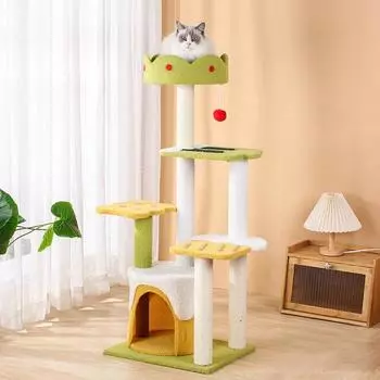Кошачье дерево Кошачья башня, Многоуровневое кошачье дерево для домашних кошек, Высокое кошачье дерево для больших кошек Kitty, Центр деятельности с мебелью для кошек S