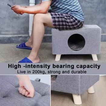 Кошачье гнездо, домик для питомца, скамейка из дерева, домик для питомца, пещера для кошки с ковриком, подставка для ног, табурет с подушкой, стул-куб для домика, переносной United States