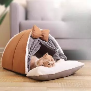Кошачье гнездо всесезонное универсальное зимнее кошачье гнездо закрытое для кошек и котят лежанка для котят палатка для кошек зимние теплые принадлежности M-