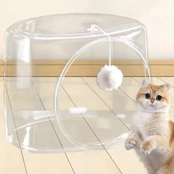 Кошачье пространство прозрачная капсула кошачья кровать конюшня принадлежности дышащий плюшевый игровой мяч гнездо для Square plush door