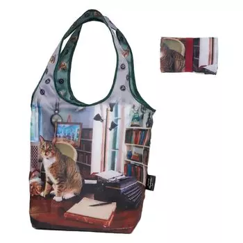 Кошачьи чувства Mitsuaki Iwago Captain Tony Эко-сумка Сумка-шоппер Marche Сумка с молнией Cat Pattern Cat Большая вместимость Компактная легкая складная вставка