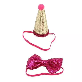 Кошачьи шляпы на день рождения и бантики Регулируемые и многоразовые товары для вечеринок для питомцев для собак и кошекРозовый розы красного