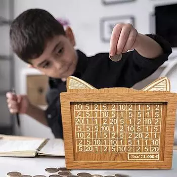 Кошачьи ушки в форме сосновая деревянная копилка со счетчиком экологически чистая легкая сборка для детей и взрослых копилка в подарок E