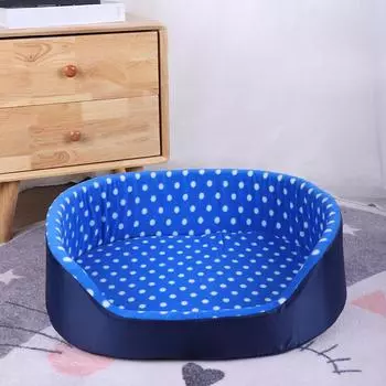 Кошачья будка и будка для всех сезонов, теплый зимний коврик для кошек, полузакрытый коврик для кошек в горошек и лежанка для животных S:38*29*13CM