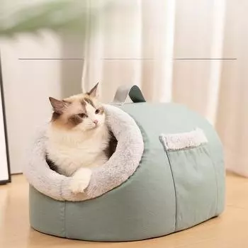 Кошачья будка на все времена года Полузакрытая теплая собачья будка Velvet Deep Sleep Pet будка зимой 55*35*30cm