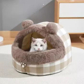 Кошачья будка полузакрытая теплая зимой съемная и моющаяся будка для домашних животных универсальная будка для домашних животных на все времена года S 35*35*30