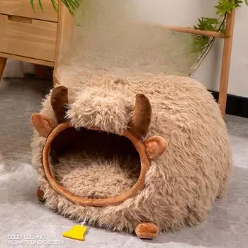 Кошачья будка Зимняя теплая закрытая спальная будка Четырехсезонный универсальный диван для домашних животных Кошачья кровать Зимний кошачий домик 45*40*40cm