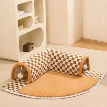 Кошачья кровать Can Play Cat Tunnel Dog House Bed Kitten Dog Basket Bed Cute Cat House Home Mat Pet Cannel Products Cama Para Gatos 60x60cm