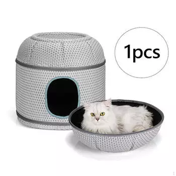 Кошачья кровать для домашних кошек, укрытие, уют, кондоминиум, гнездо для домашних животных на все времена года серый