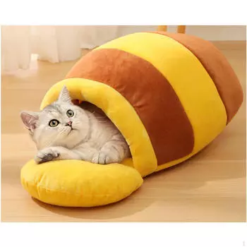 Кошачья кровать, дом, питомник, спальное противоскользящее дно, мягкое теплое гнездо, S