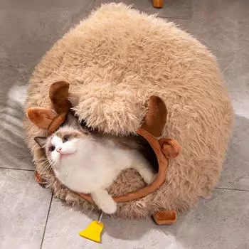 Кошачья кровать-пещера, милая, закрытая, укрытие, мягкая, для домашних кошек, удобное плюшевое гнездо для кошек и собак